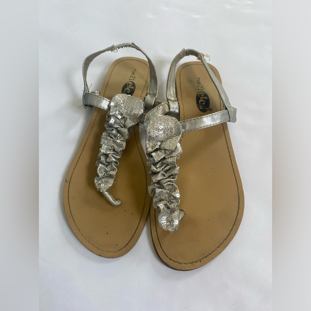 Rue21 Etc! Silver Sparkling Flip Flops